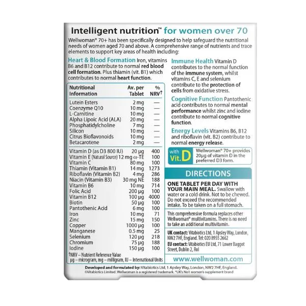 VITABIOTICS - Wellwoman 70+ - 30tabs